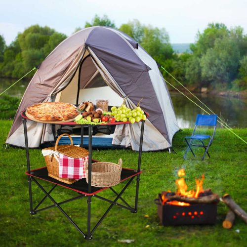 Utazási asztal összecsukható fedéllel fekete