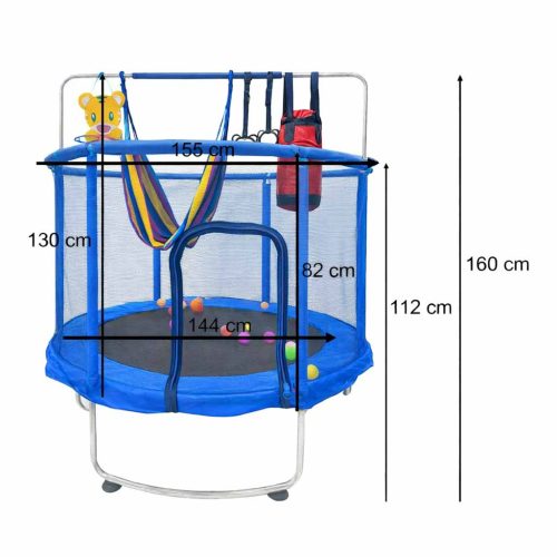 Gyermek trambulin kerti labda háló kosárlabda 150cm kék