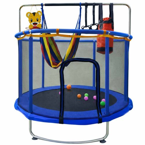 Gyermek trambulin kerti labda háló kosárlabda 150cm kék