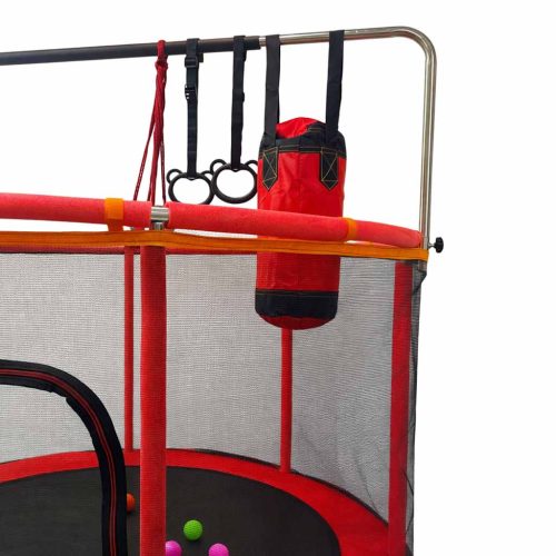 Gyermek trambulin kerti labda háló kosárlabda 150cm piros