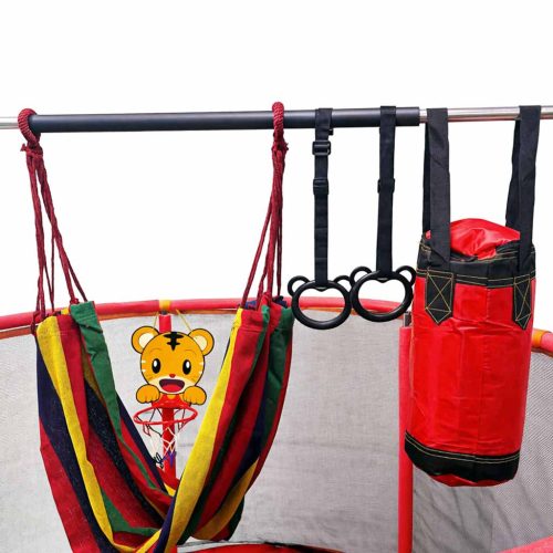 Gyermek trambulin kerti labda háló kosárlabda 150cm piros