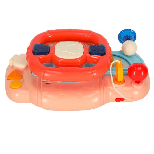 Gyermek interaktív kormánykerék játék szimulátor zenei hangok rózsaszínű