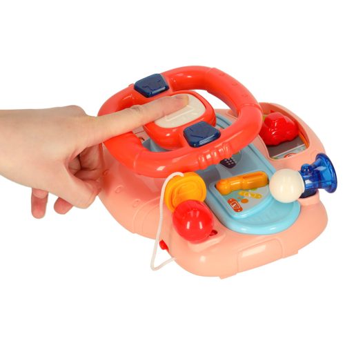 Gyermek interaktív kormánykerék játék szimulátor zenei hangok rózsaszínű