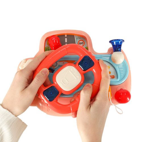 Gyermek interaktív kormánykerék játék szimulátor zenei hangok rózsaszínű