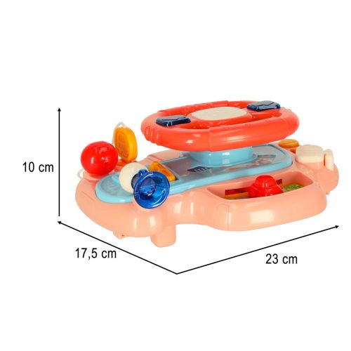 Gyermek interaktív kormánykerék játék szimulátor zenei hangok rózsaszínű