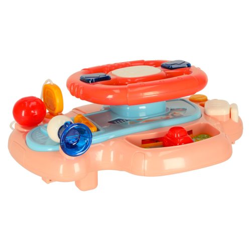 Gyermek interaktív kormánykerék játék szimulátor zenei hangok rózsaszínű