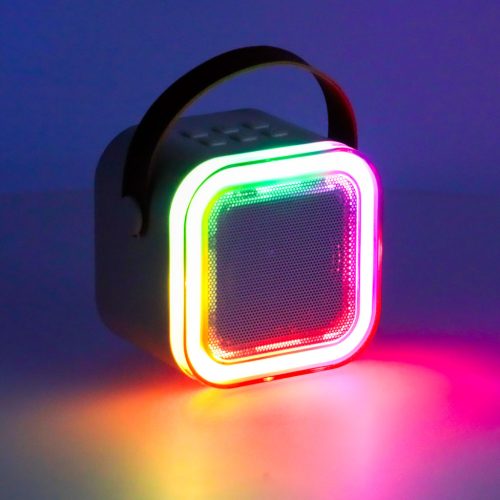 Karaoke szett 2 mikrofon + hordozható hangszóró BLUETOOTH USB LED rózsaszín