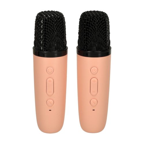 Karaoke szett 2 mikrofon + hordozható hangszóró BLUETOOTH USB LED rózsaszín
