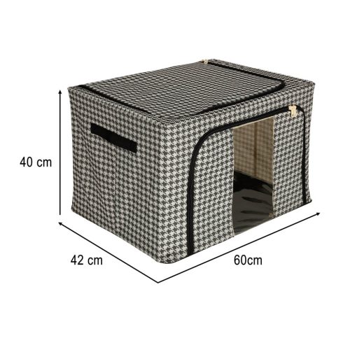 Szekrényes ágyneműtartó keret fehér fekete 100L