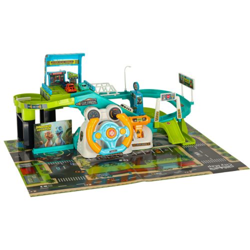 Autópálya parkolóház dinoszaurusz 4 autó