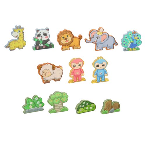 3D építőipari mágneses tégla izzó állatpark 90 el.