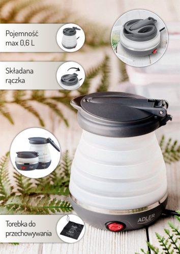 Adler AD 1279 0.6L 750W szilikon összecsukható vízforraló 0.6L 750W