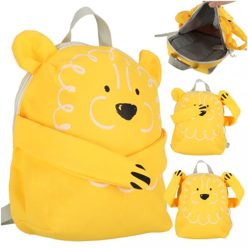 Óvodai iskolai hátizsák, oroszlános, sárga, 23 cm x 28 cm x 11,5 cm