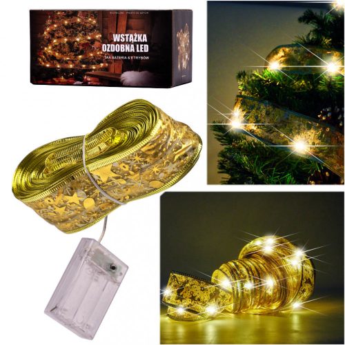 Szalag dekoratív LED szalag 10m 100LED karácsonyfa fények karácsonyi dekoráció meleg fehér elemekkel