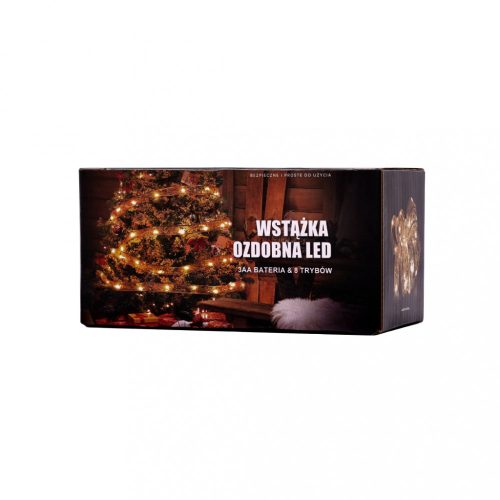 Szalag dekoratív LED szalag 10m 100LED karácsonyfa fények karácsonyi dekoráció meleg fehér elemekkel