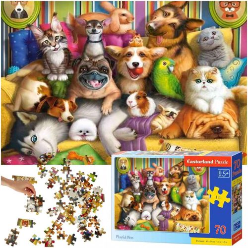 CASTORLAND Puzzle 70 darab Játékos háziállatok - Vicces állatok 5+