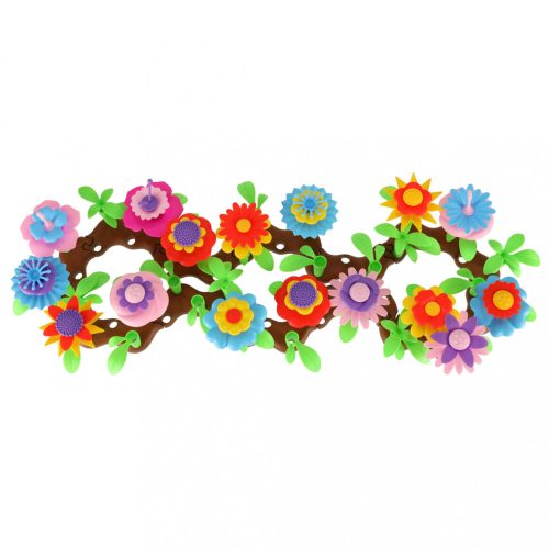 Virágok kreatív építőelemek gyerekeknek, virágos kert, 104 elem, Ikonka