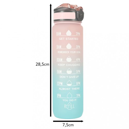 1l-es vizes palack bidon rózsaszín és kék