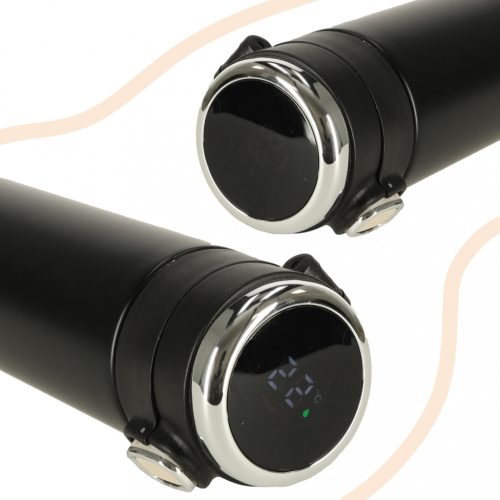 Termikus bögre szájkosárral LED termosz 420ml fekete