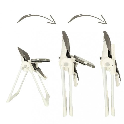 Etetőszék kerekeken, állvánnyal, összecsukható szürke