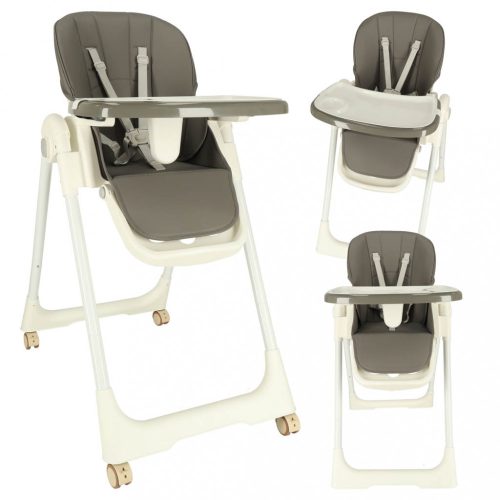 Etetőszék kerekeken, állvánnyal, összecsukható szürke