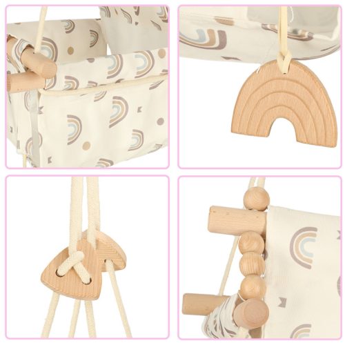 Gyermek hinta szövet fa lógó szivárvány