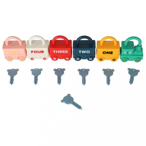 Oktatási montessori kirakós játék készlet, autós blokkok, lakatok, Ikonka