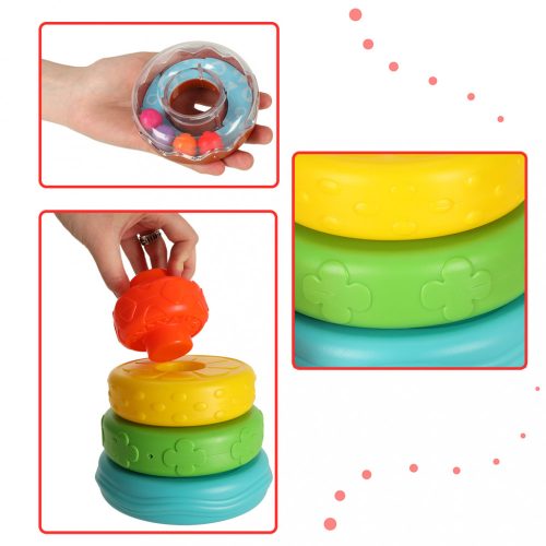 Montessori piramis torony, szenzoros kirakó, színes