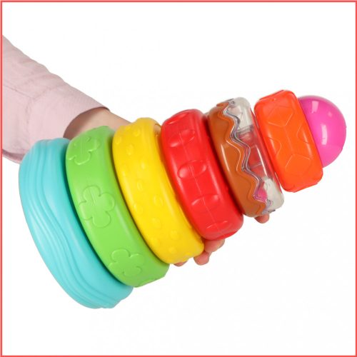 Montessori piramis torony, szenzoros kirakó, színes