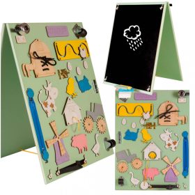   Kétoldalas krétatáblás fa matatófal, farm minta, színes