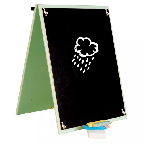 Kétoldalas krétatáblás fa matatófal, farm minta, színes