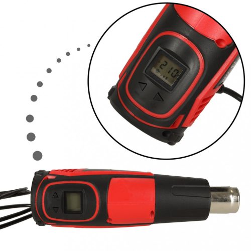 Elektromos fűtőfáklya hőmérséklet-szabályozással 0-600 fok C légáram 300-500 l/min + 4 cserélhető hegy 1850W