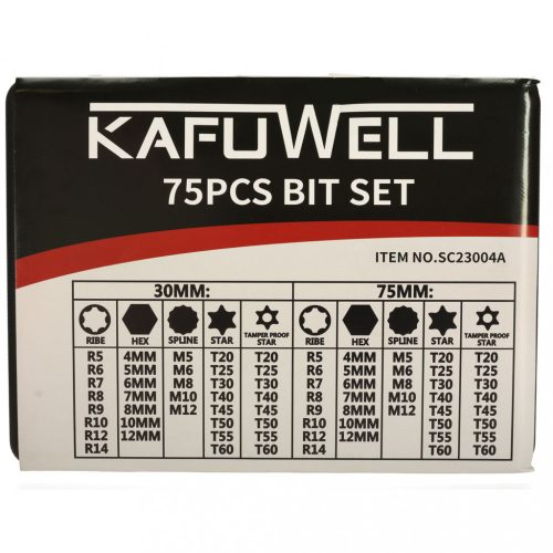 75 részes bitfej készlet tartó kofferben