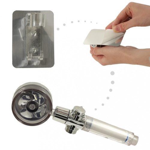 Kézi zuhany turbinával és tömlővel ezüst