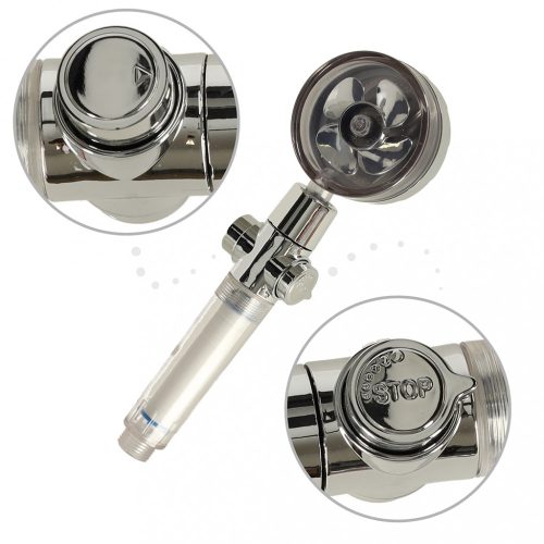 Kézi zuhany turbinával és tömlővel ezüst