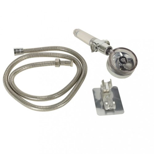 Kézi zuhany turbinával és tömlővel ezüst