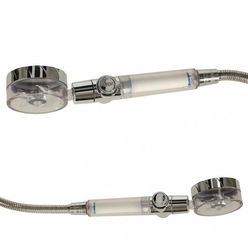 Kézi zuhany turbinával és tömlővel ezüst