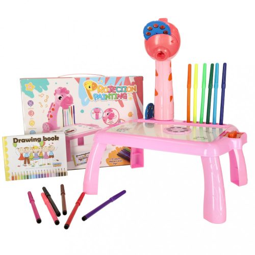 Kivetítő kivetítő asztal rajzasztal, zsiráfos, rózsaszín