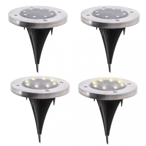 Disk Lights napelemes kerti lámpa, 8 LED x 4 db, hideg fehér