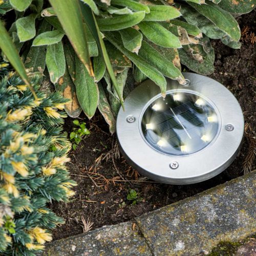 Disk Lights napelemes kerti lámpa, 8 LED x 4 db, hideg fehér