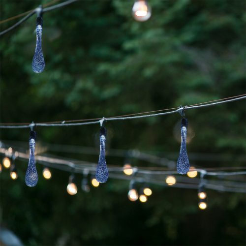 Napelemes jégcsap kerti lámpák 6,5m 30LED hideg fehér