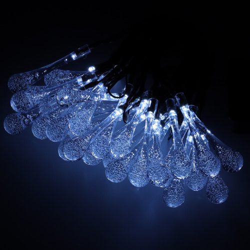 Napelemes jégcsap kerti lámpák 6,5m 30LED hideg fehér