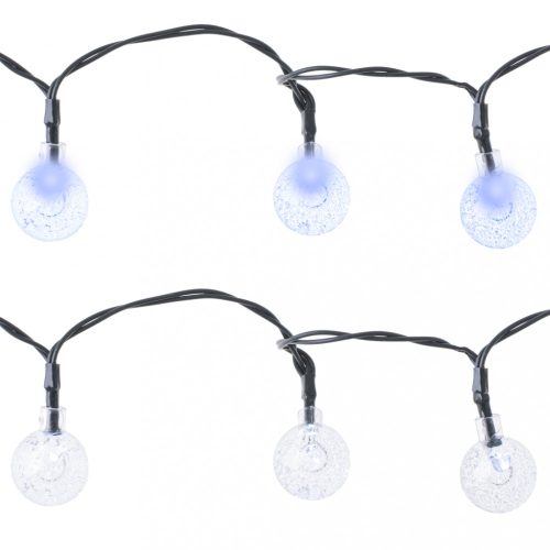  50 led-es napelemes kerti fényfüzér, golyók, 7m, hideg fehér