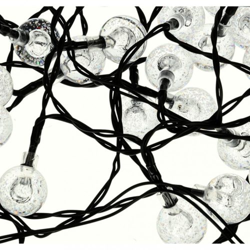 Napkollektoros kerti lámpák golyók 7m 50LED meleg fehér