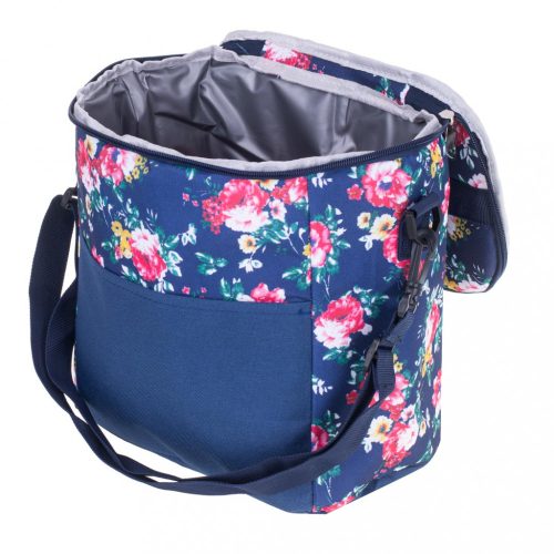 Termikus táska ebédre strandra piknikre 11L tengerészkék virágokkal