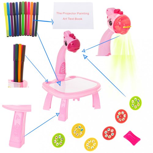 Projektor rajzasztal írásvetítő festmény markerek zsiráf rózsaszínű