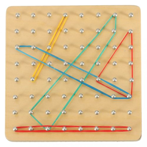 Geoboard geoplan fa kirakós létrehozása formák gumiszalagokkal