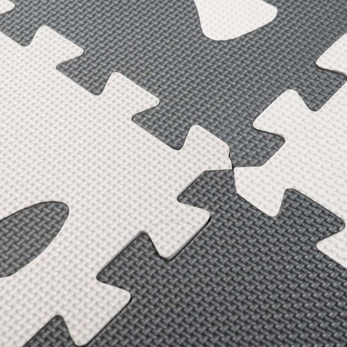 Habszivacs puzzle szőnyeg gyerekeknek 9 el. fekete-ecru 85cm x 85cm x 1cm