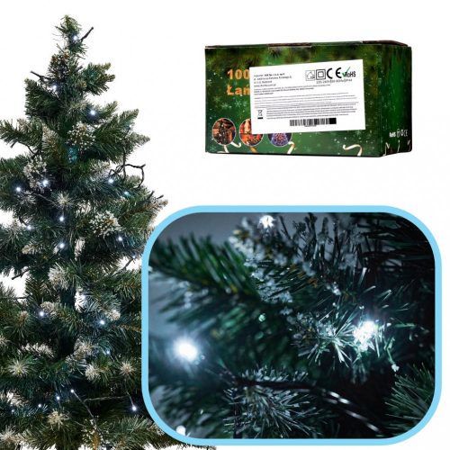 LED lámpák fénylánc 10m 100LED hideg fehér