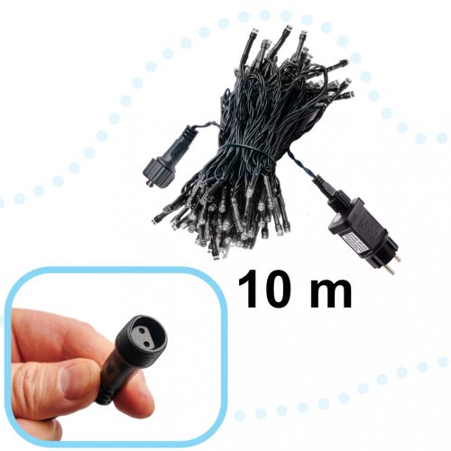 LED lámpák fénylánc 10m 100LED hideg fehér